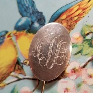 Vintage Sterling Silver stick pin engraved MDG monogram stickpin 925